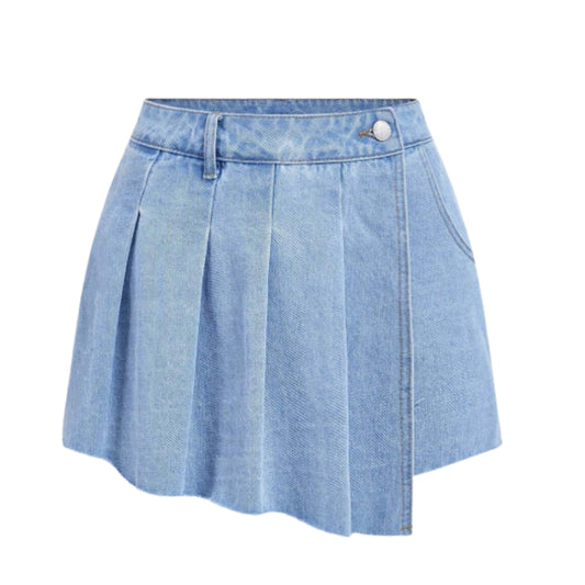 SHEIN Shein Girls Bottoms L / Blue SHEIN -  Asymmetrical Pleated Hem Casual Denim Skort