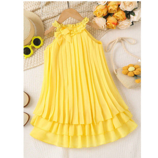 SHEIN Shein Girls Dress 4 Years / Yellow SHEIN - Pleated Elegant Dress