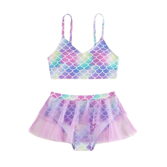 SHEIN Shein Girls Swimwear XS / Multi-Color SHEIN -  Fish Print Mesh Bikini Set