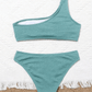 SHEIN Shein Girls Swimwear S / Blue SHEIN - Textured One Shoulder Bikini Set Summer Beach