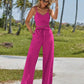 SHEIN Shein Women Sets M / Fuchsia / 28 SHEIN - Break Solid Cami Top & Wide Leg Pants Two Piece