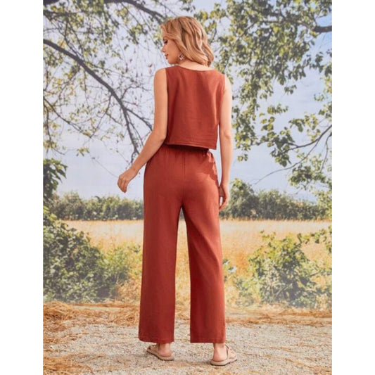 SHEIN Shein Women Sets XXL / Brown / 36 SHEIN - Cotton Blouse pants Set