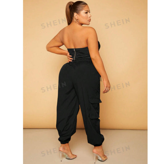 SHEIN Shein Women Sets XL / Black / 32 SHEIN -Drawstring Side Tube Top & Pants set