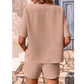 SHEIN Shein Women Sets M / Beige / 38 SHEIN - Fit Short Sleeve Shirt And Shorts Set