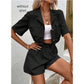 SHEIN Shein Women Sets L / Black SHEIN - Flap Pocket Blouse & Paper bag Waist Shorts