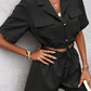 SHEIN Shein Women Sets L / Black SHEIN - Flap Pocket Blouse & Paper bag Waist Shorts