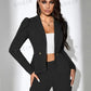 SHEIN Shein Women Sets S / Black / 36 SHEIN -  Long Sleeve Suit Jacket And Trousers 2pcs Set