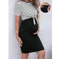 SHEIN Shein Women Sets XL / Muti-Color / 44 SHEIN - Maternity Striped Print Tee & Bodycon Skirt Set