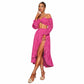SHEIN Shein Women Sets S / Pink SHEIN - Off Shoulder Lantern Sleeve Crop Top &Split Tight Skirt