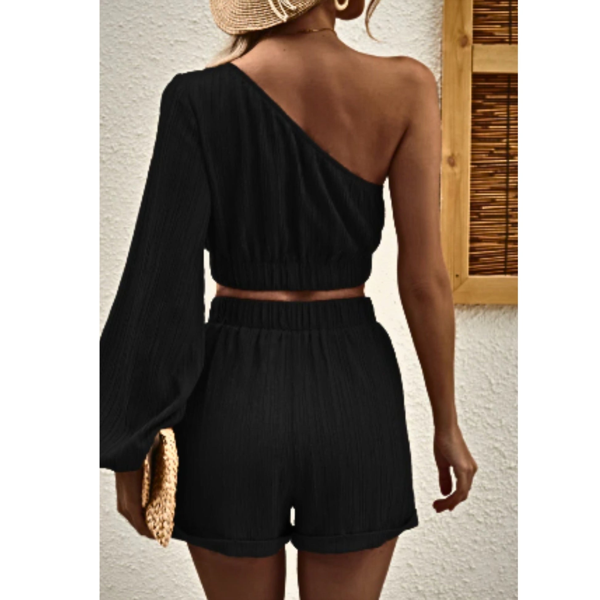 SHEIN Shein Women Sets M / Black SHEIN - One shoulder top and shorts set