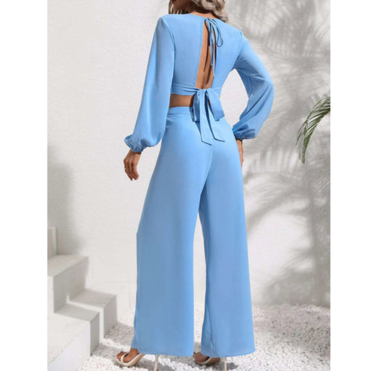 SHEIN Shein Women Sets M / Light Blue SHEIN - Open back side leg split set