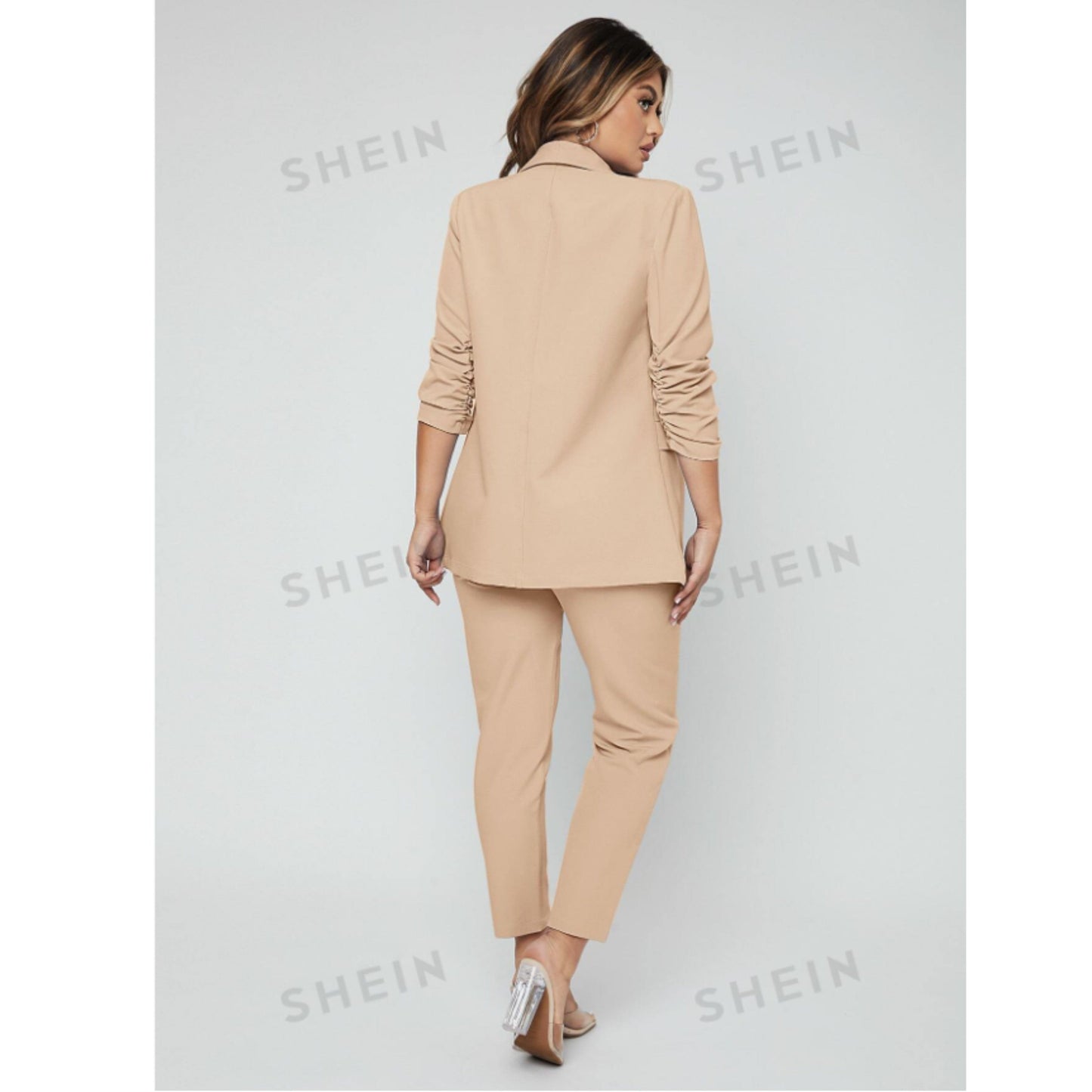 SHEIN Shein Women Sets M / Beige / 29 SHEIN -  Open Front Blazer & Trousers Suit Set