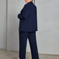 SHEIN Shein Women Sets L / Navy / 40-42 SHEIN -  Solid Color Basic Long Sleeve Blazer And Pants Suit
