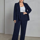 SHEIN Shein Women Sets L / Navy / 40-42 SHEIN -  Solid Color Basic Long Sleeve Blazer And Pants Suit