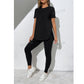 SHEIN Shein Women Sets S / Black / 36 SHEIN - Split Side Tee & Leggings Set