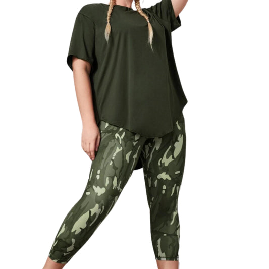 SHEIN Shein Women Sets XL / Green / 32 SHEIN - Sport Studio Plus Breathable High Stretch Sports Tee With Leggings