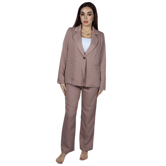 SHEIN Shein Women Sets M / Multi-Color SHEIN - Stripped pattern blazer pants set