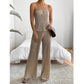 SHEIN Shein Women Sets XS / Beige SHEIN -  Tarsha Whitmore SHEIN Privé Solid Backless Tube Top & Wide Leg Pants