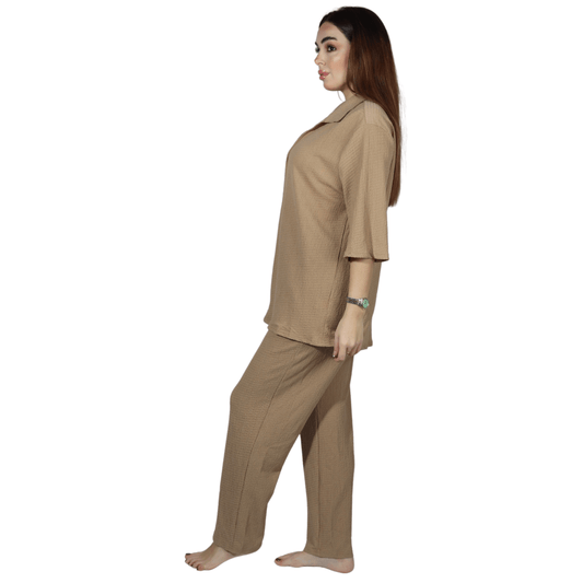 SHEIN Shein Women Sets M / Beige SHEIN - Textured Set Two  Pieces
