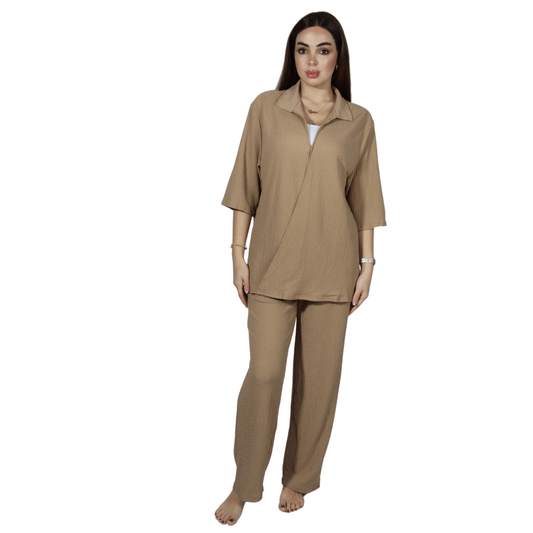 SHEIN Shein Women Sets M / Beige SHEIN - Textured Set Two  Pieces