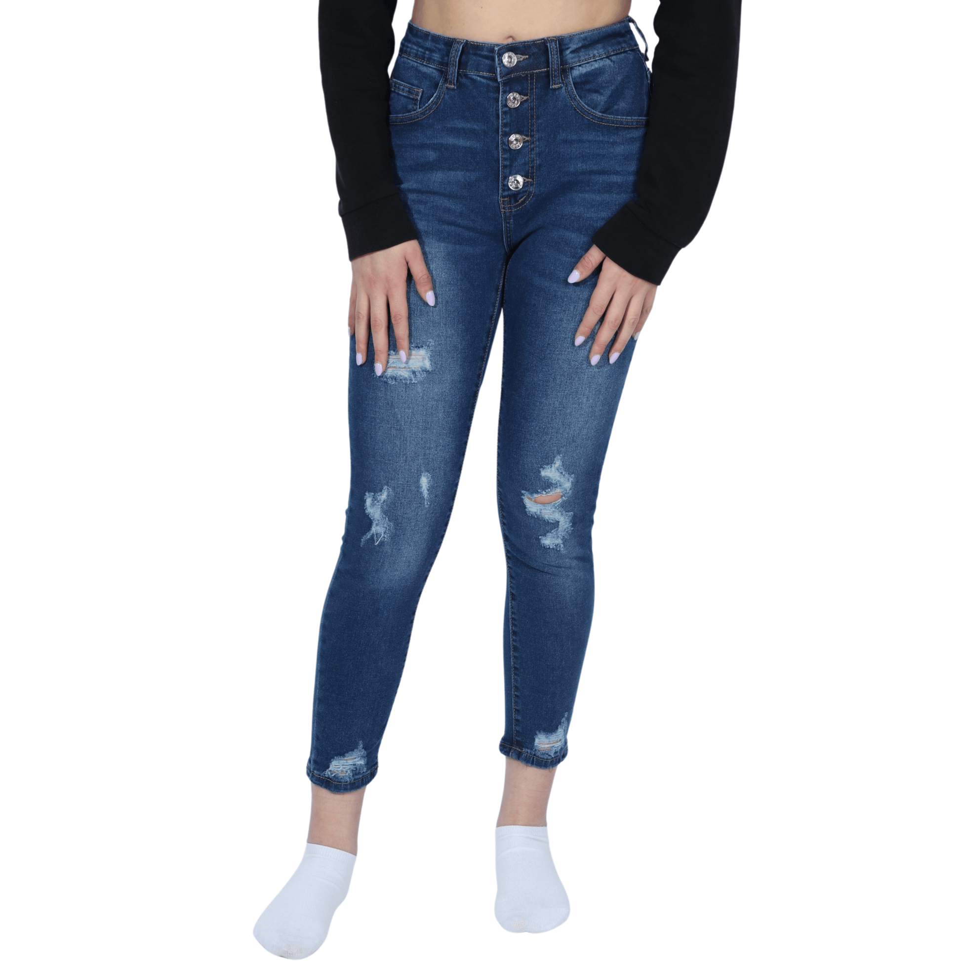 SHEIN Shein Womens Bottoms Petite S / Blue SHEIN - Button Down Jeans