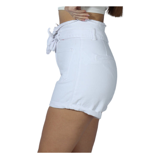 SHEIN Shein Womens Bottoms M / White / 38 SHEIN - Denim Shorts With A Rolled Hem And Belt