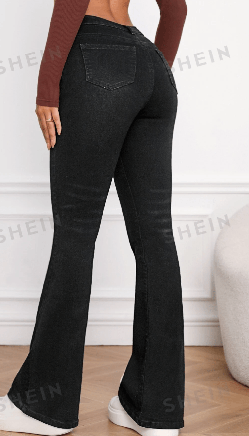 SHEIN Shein Womens Bottoms M / Black / 26 SHEIN - Frenchy Slant Pocket Bootcut Leg Jeans