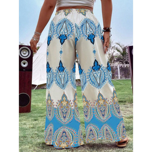 SHEIN Shein Womens Bottoms XL / Multi-Color SHEIN - Graphic Print Tie Front Wide Leg Pants