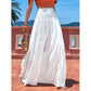 SHEIN Shein Womens Bottoms XS / White SHEIN - High Waist Ruffle Hem Wide Leg Pants