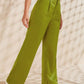 SHEIN Shein Womens Bottoms S / Green / 26-27 SHEIN - High Waist Slant Pockets Satin Pants