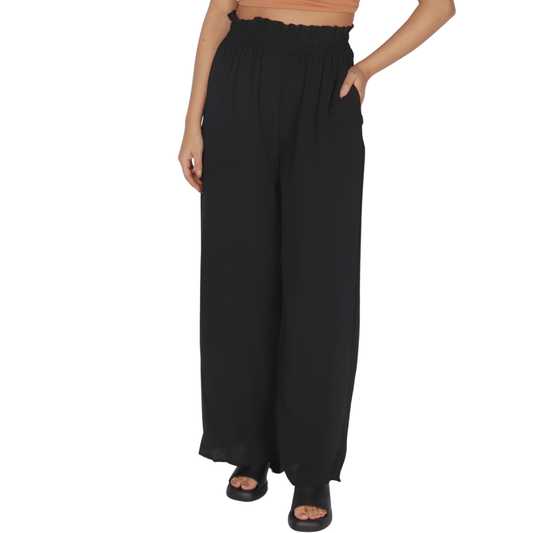 SHEIN Shein Womens Bottoms S / Black / 36 SHEIN -  High Waist Wrinkle Wide Leg  Pants