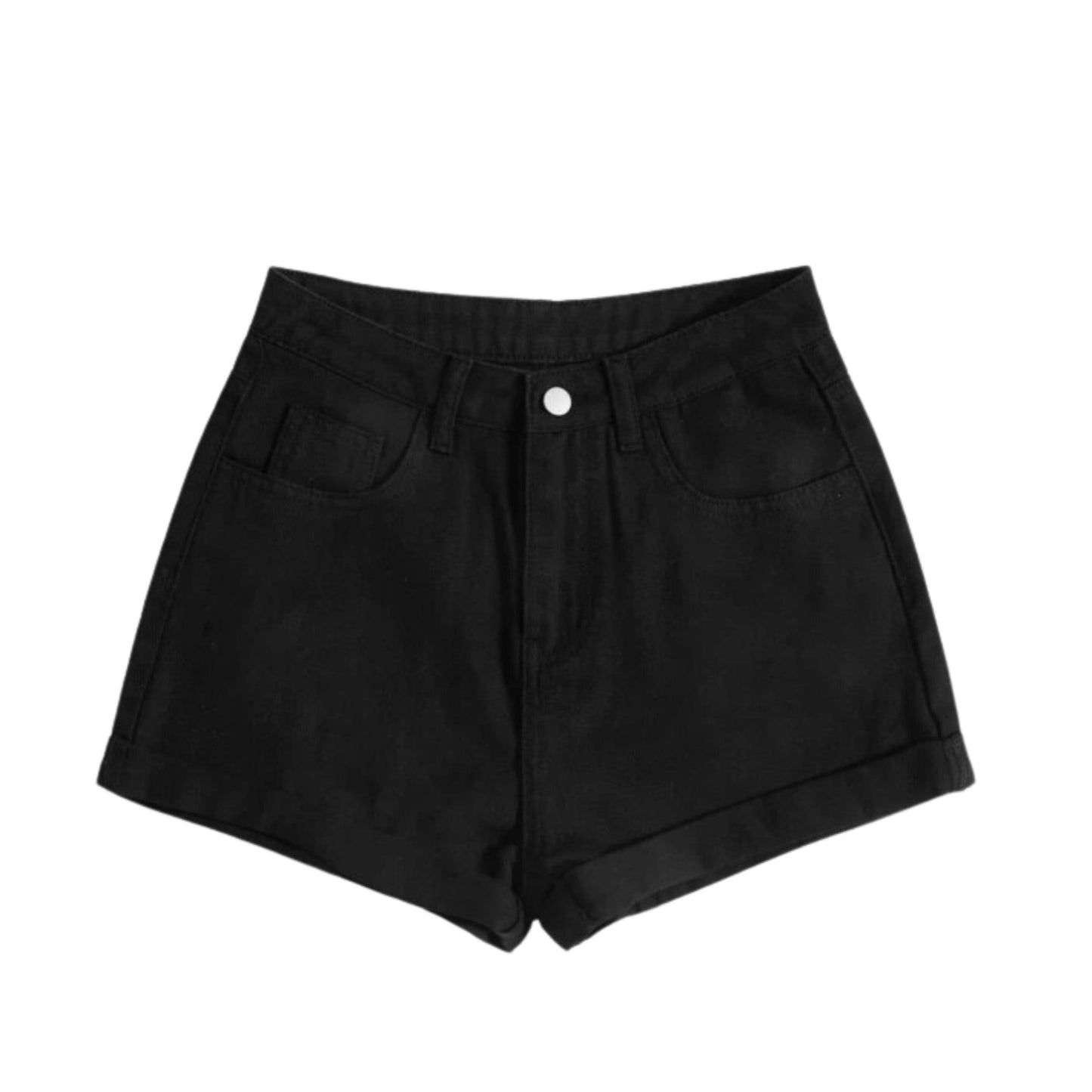 SHEIN Shein Womens Bottoms M / Black / 38 SHEIN - Loose Cuffed Denim Shorts