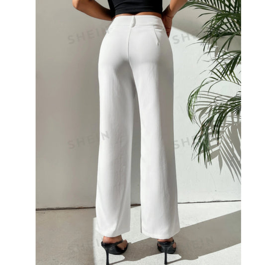 SHEIN Shein Womens Bottoms XXS / White / 24 SHEIN - PETITE Solid Button Front Pants