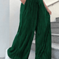 SHEIN Shein Womens Bottoms XXXL / Green SHEIN -  Pleated Waist Tie Ruffle Wide Leg Pants
