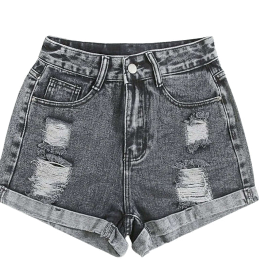 SHEIN Shein Womens Bottoms S / Grey SHEIN - Rolled Hem Denim Shorts