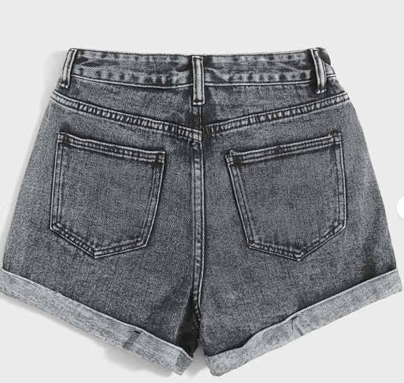 SHEIN Shein Womens Bottoms S / Grey SHEIN - Rolled Hem Denim Shorts