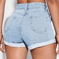 SHEIN Shein Womens Bottoms Petite S / Blue SHEIN -  Rolled Hem Denim Shorts