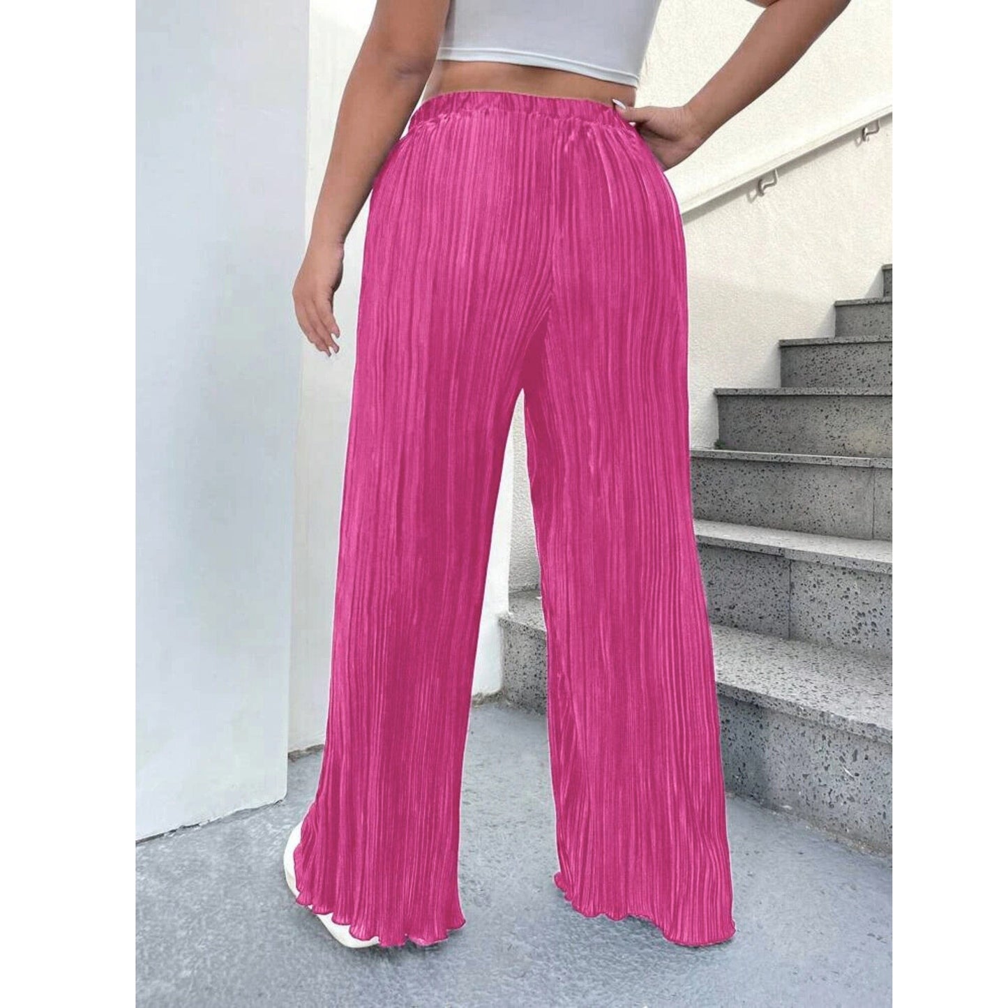 SHEIN Shein Womens Bottoms XXL / Pink / 36 SHEIN - Shiney pleated drawstring pants