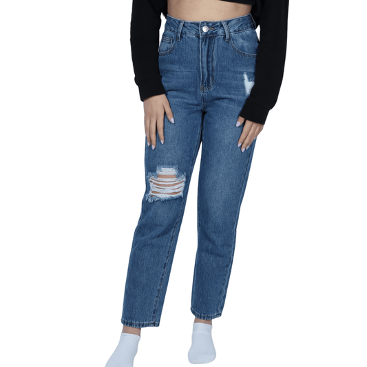 SHEIN Shein Womens Bottoms XS / Blue / 34 SHEIN - Simple cotton distressed denim
