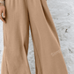 SHEIN Shein Womens Bottoms M / Beige / 38 SHEIN - Simplee Wide Leg Elastic Waist Frilled Trousers Without Belt