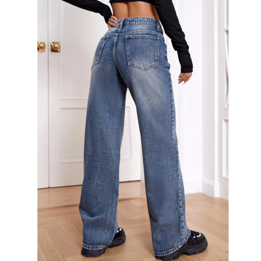 SHEIN Shein Womens Bottoms Tall L / Blue SHEIN - Slant Pocket Wide Leg Jeans