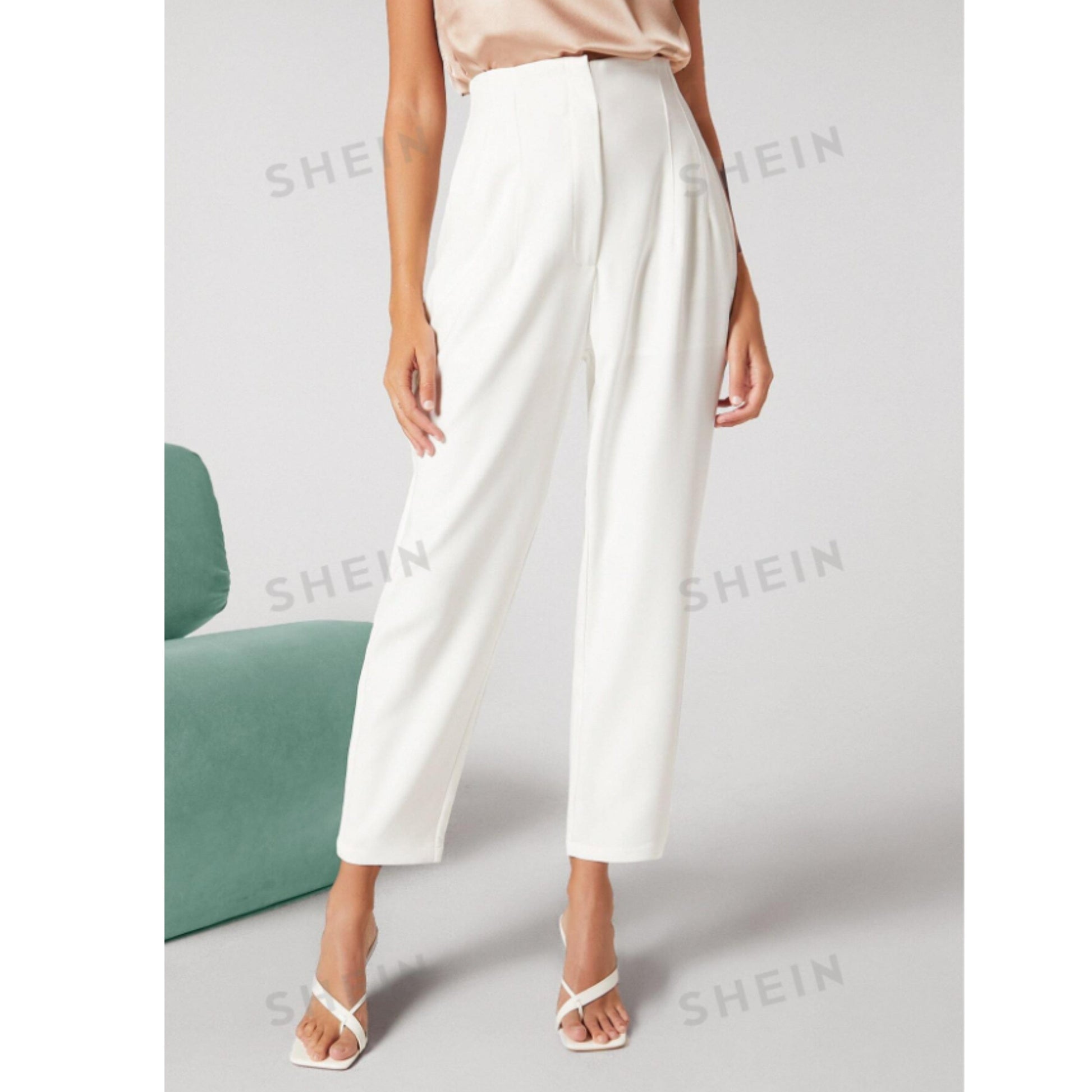 SHEIN Shein Womens Bottoms M / White / 38 SHEIN - Solid Tailored Trousers Pants