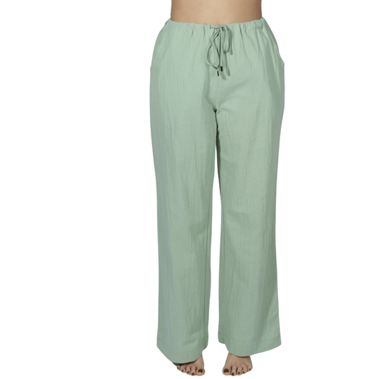 SHEIN Shein Womens Bottoms M / Green / 38 SHEIN - Straight Drawstring Waist Slant Pocket Pants