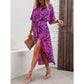 SHEIN Shein Womens Dress M / Multi-Color SHEIN -  Allover Print Batwing Sleeve Belted Shirt Dress