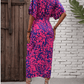 SHEIN Shein Womens Dress M / Multi-Color SHEIN -  Allover Print Batwing Sleeve Belted Shirt Dress
