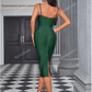 SHEIN Shein Womens Dress S / Green SHEIN - Bandage Slit Hem Cami Dress