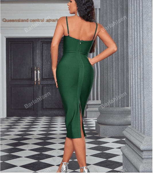 SHEIN Shein Womens Dress S / Green SHEIN - Bandage Slit Hem Cami Dress
