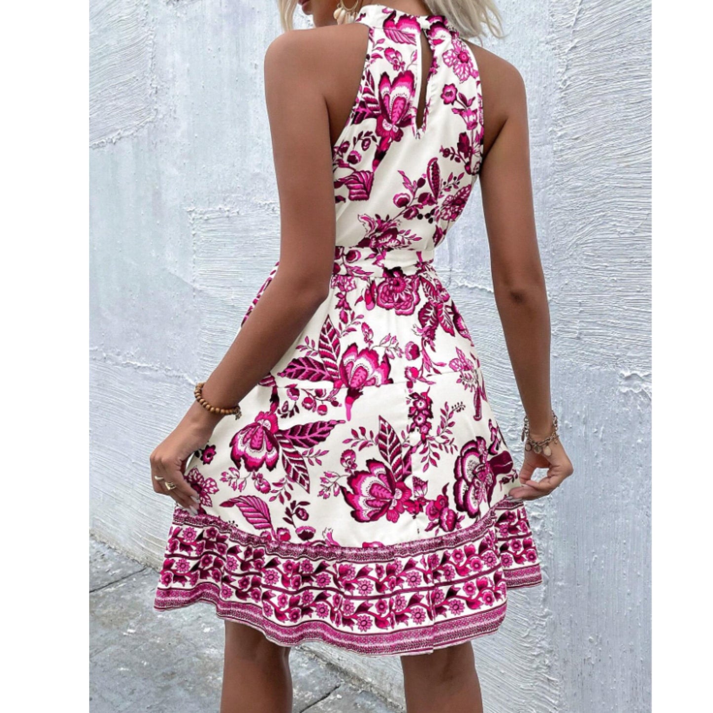 SHEIN Shein Womens Dress S / Multi-Color SHEIN - Belted flower pattern Short dress