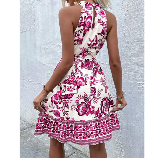 SHEIN Shein Womens Dress S / Multi-Color SHEIN - Belted flower pattern Short dress