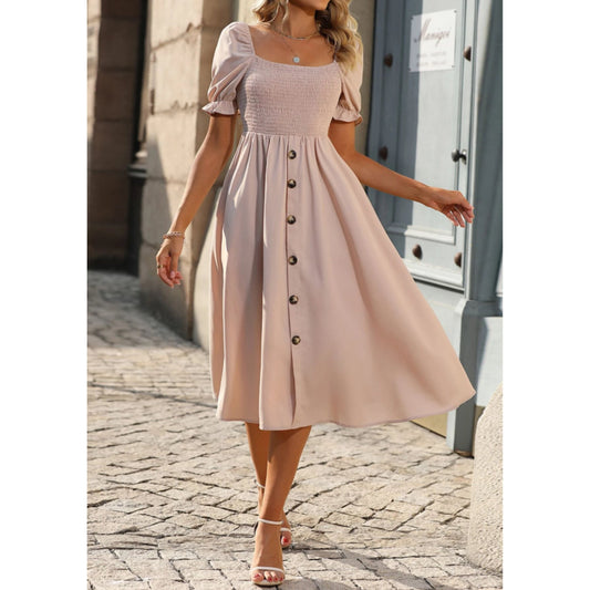 SHEIN Shein Womens Dress M / Beige SHEIN - Button Detail Dress